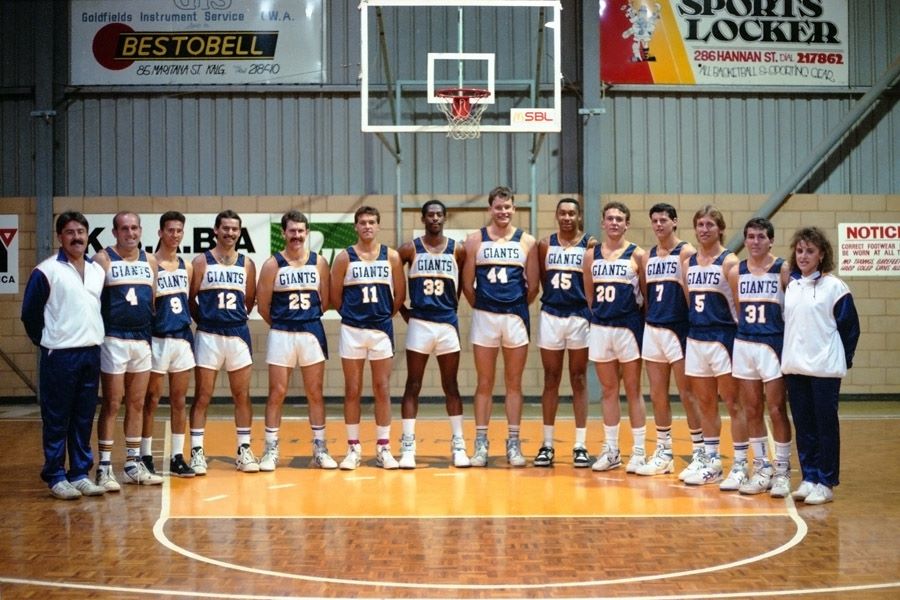 The Goldfields Giants basketball team lined up on court