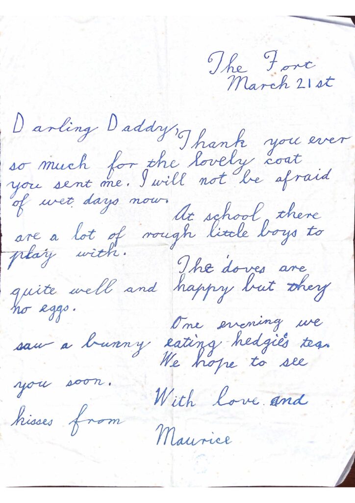 Letter from Maurice Graham to his father