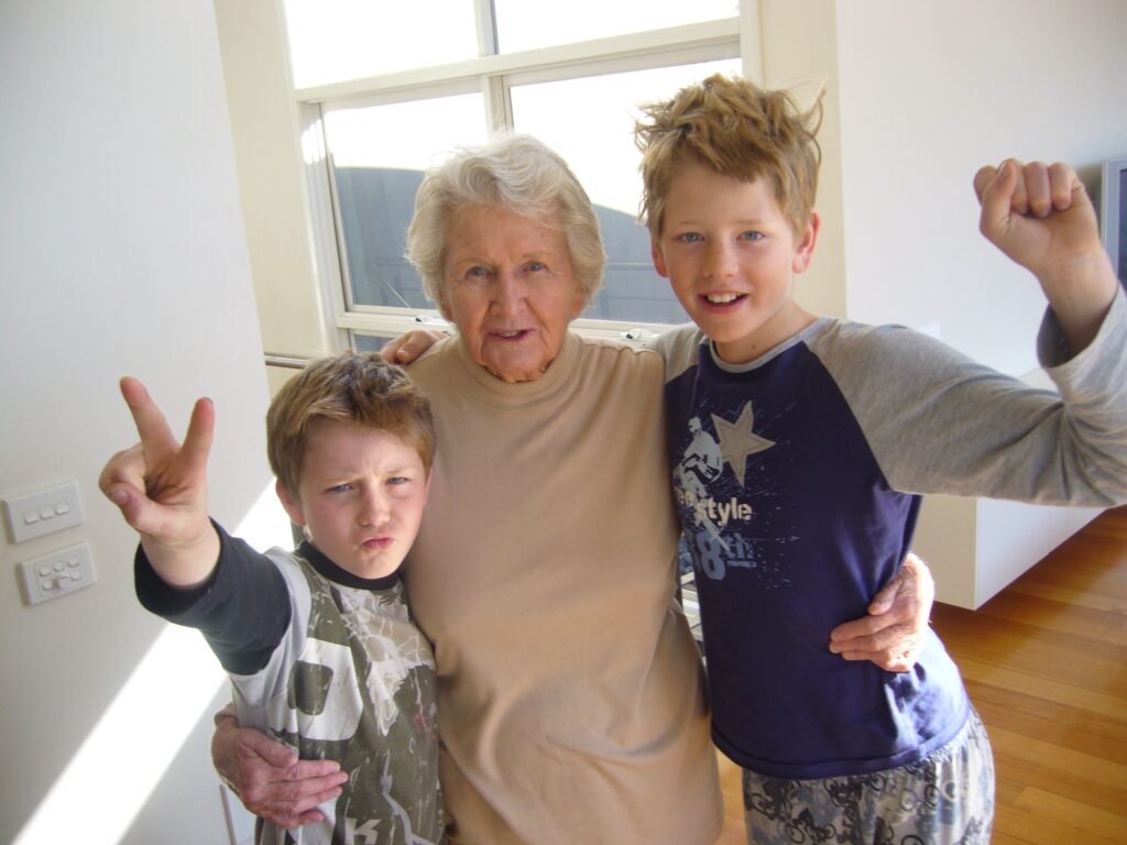 Meg with her grandsons, 2008